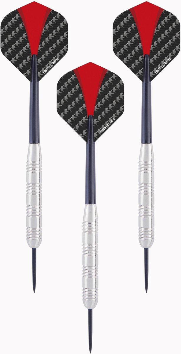4x Set van 3 dartpijlen Longfield darts nickel silver 21 grams - Darten/darts sport artikelen pijltjes nickel silver - Kinderen/volwassenen