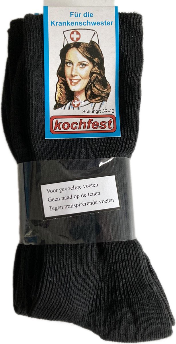 100% Katoenen "Medische sokken"/Wijde boord/Dames Heren/1 paar/Kleur: Zwart/Maat 39-42