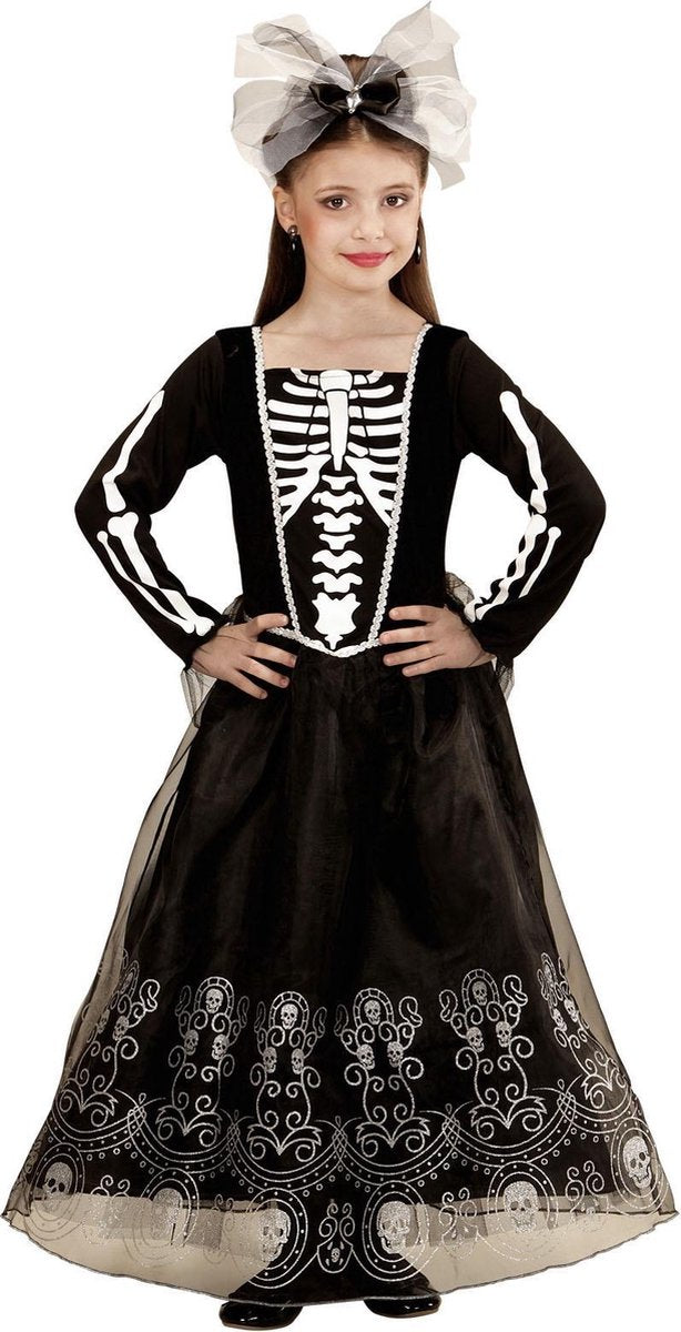 Skeletkostuum met lange rok voor meisjes - Kinderkostuums - 146/152