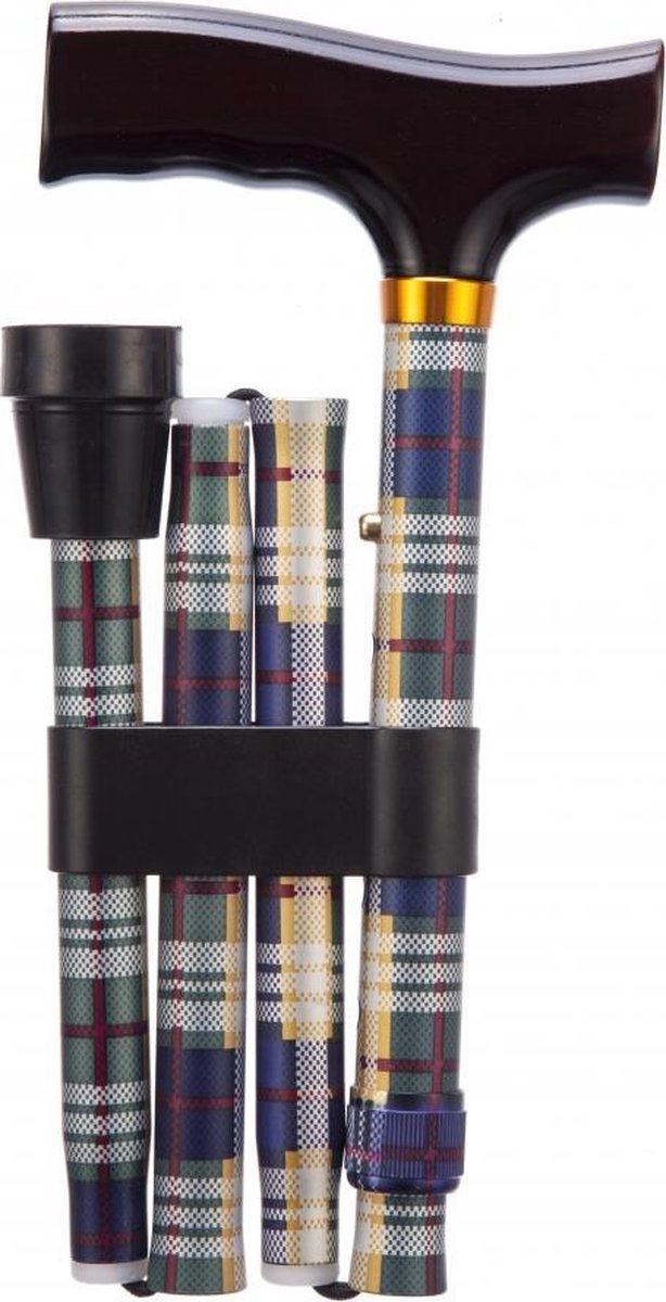 Opvouwbare wandelstok - geruit 84 - 94 cm