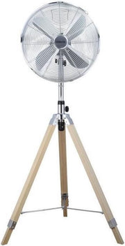 OCEANIC Statiefventilator 50 W - Diameter 40 cm - In hoogte verstelbaar - Oscillatie - Roestvrij staal en hout