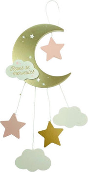 Orange85 Baby Mobiel - Muziekdoosje - Kinderkamer - Maan - Sterren - Wolken - Hout - Wieg Accessoire