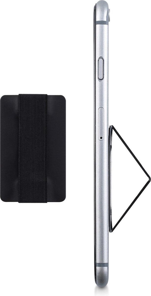 kwmobile vingerhouder -  Telefoon grip houder - Flexibel en elastisch - Krachtig klevend oppervlakte - Voor smartphones en tablets - Zwart