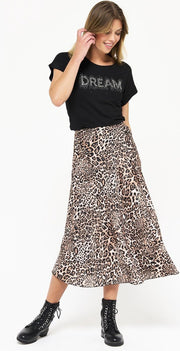 Rok met luipaardprint - Camel