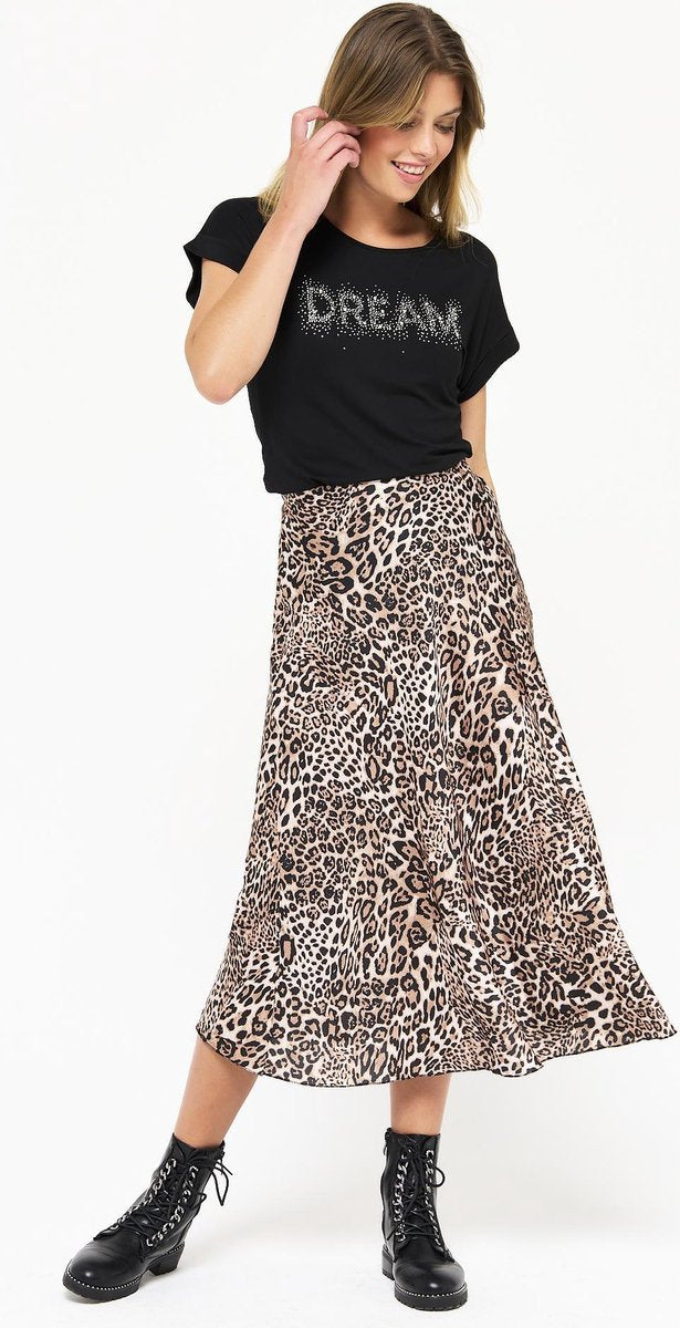 Rok met luipaardprint - Camel
