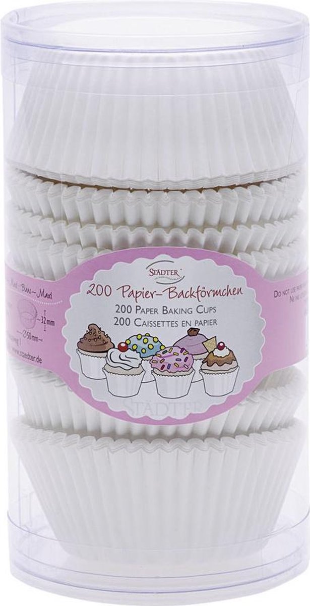 Papieren cupcake vormpjes - wit - set van 200 - St�dter