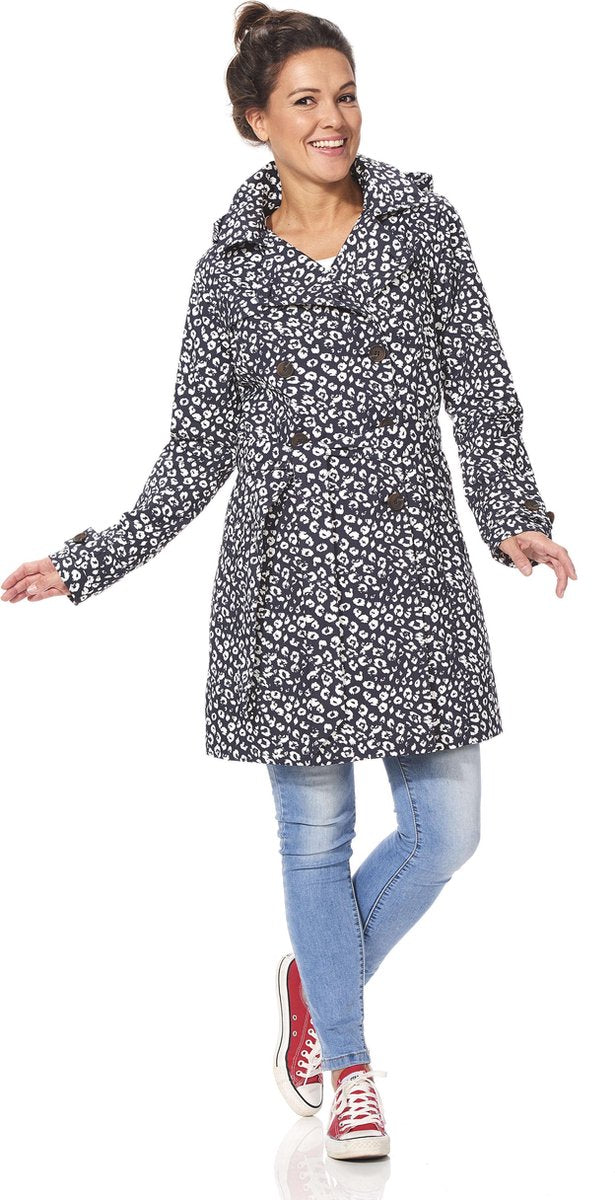 Happy Rainy Days Trenchcoat Bernice Black-Off White Regenjas Dames Size : L