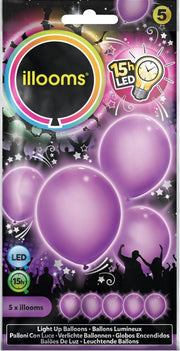 Illooms LED Ballonnen - Paars - 5 Stuks