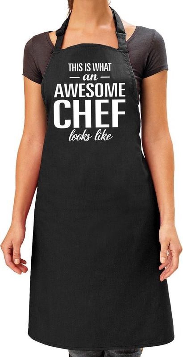 Awesome chef cadeau keukenschort voor volwassenen - kado bbq schort