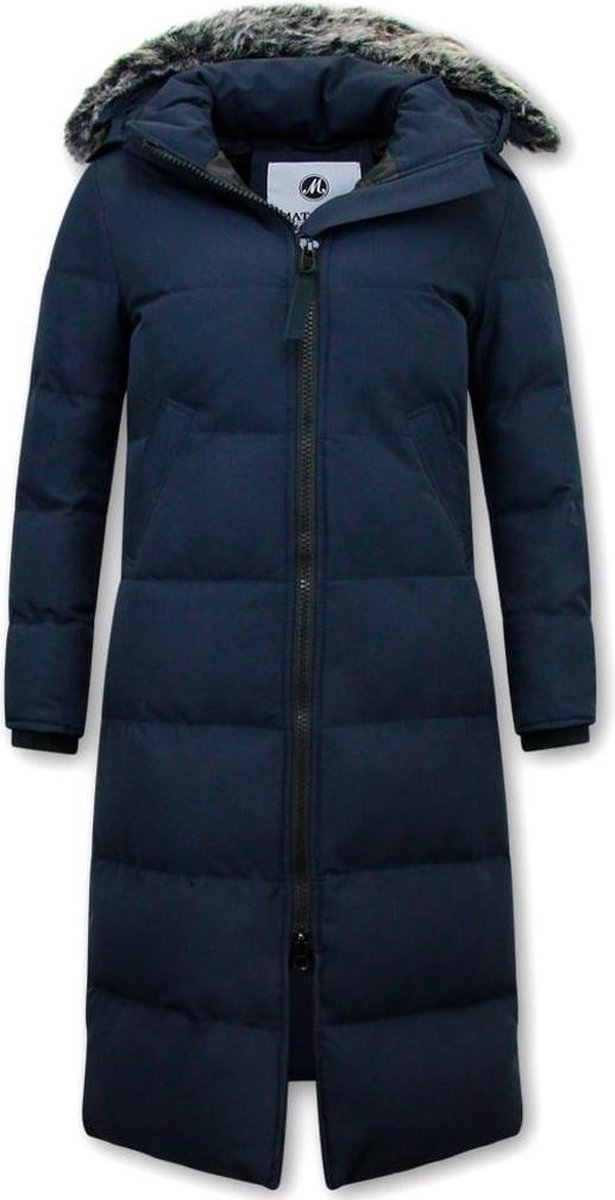 MATOGLA Winterjas Dames - Extra Lang - met Nep Bontkraag - Blauw