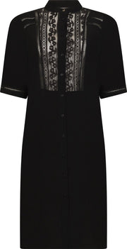 Tramontana | Doorknoop Jurk | Black | Maat L | Jurken voor Vrouwen | Jurken Dames