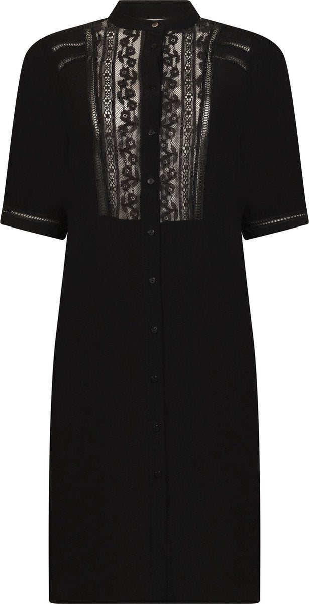 Tramontana | Doorknoop Jurk | Black | Maat L | Jurken voor Vrouwen | Jurken Dames