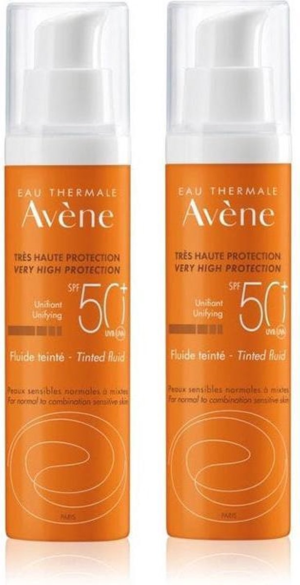 Avène Zon Getinte Fluide Zeer Hoge Bescherming SPF50+ 2x50ml