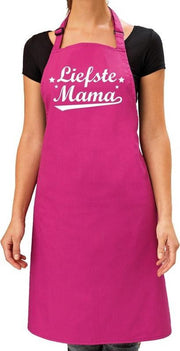Liefste mama cadeau bbq/keuken schort roze dames -  kado schort voor moeders