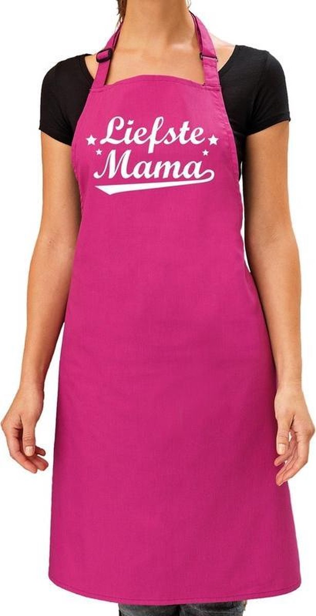 Liefste mama cadeau bbq/keuken schort roze dames -  kado schort voor moeders
