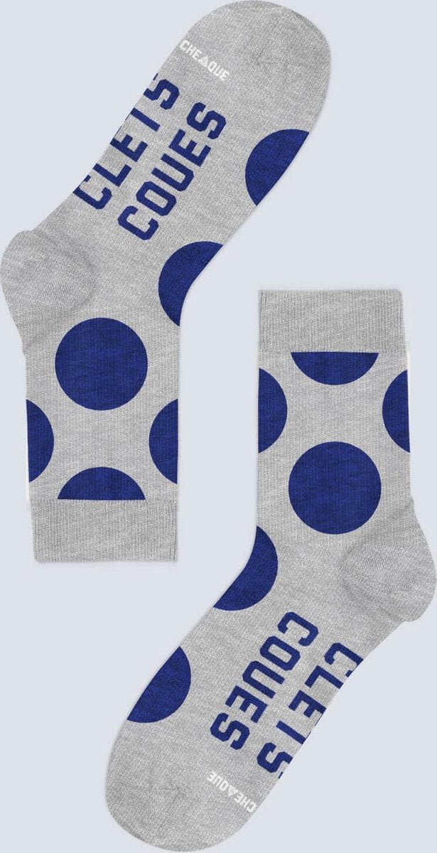 CLETS COUES SOK GRIJS/BLAUW DOTS MAAT 31-34