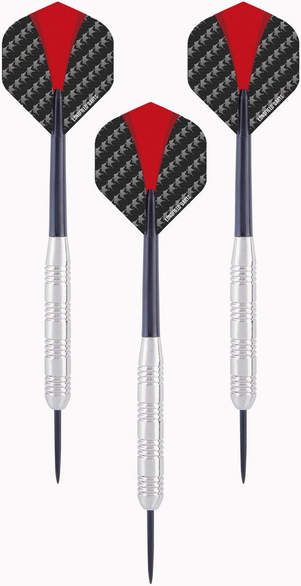 3x Set van 3 dartpijlen Longfield darts nickel silver 22 grams - Darten/darts sport artikelen pijltjes nickel silver - Kinderen/volwassenen