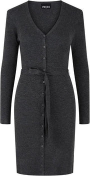 Pcfrench Ls V-neck Knit Dress Bc 17115926 Dark Grey Melange