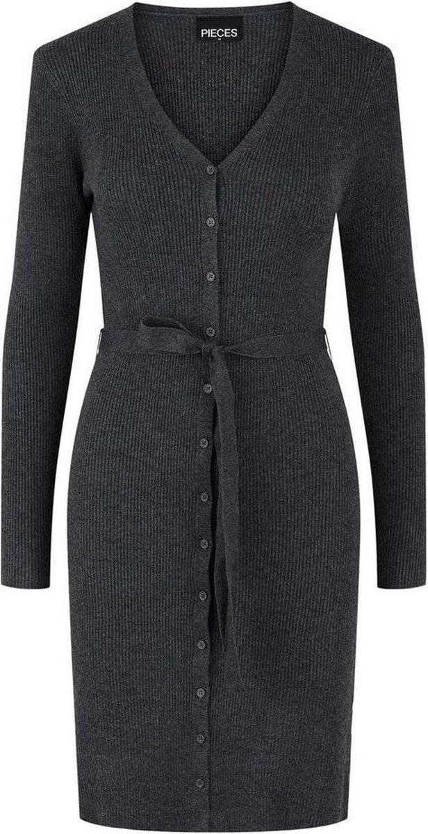 Pcfrench Ls V-neck Knit Dress Bc 17115926 Dark Grey Melange