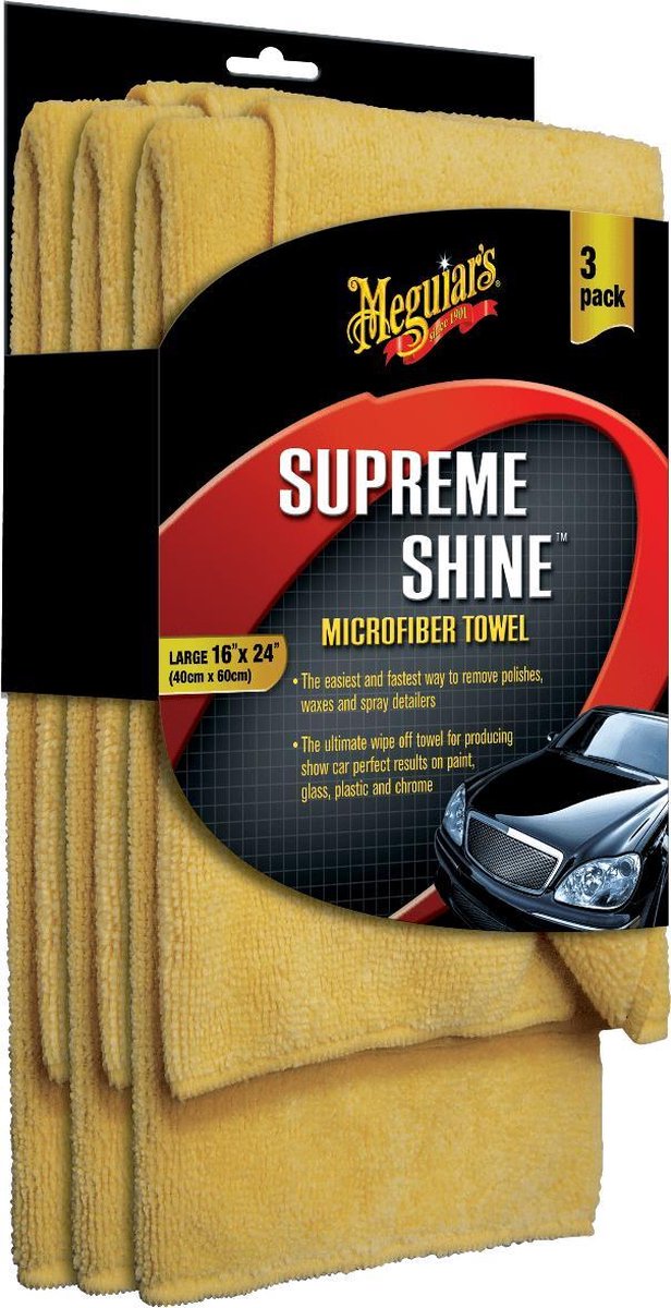 Meguiars #X2020 Poetsdoeken Microfiber 40 X 60 Cm 3 Stuks Geel
