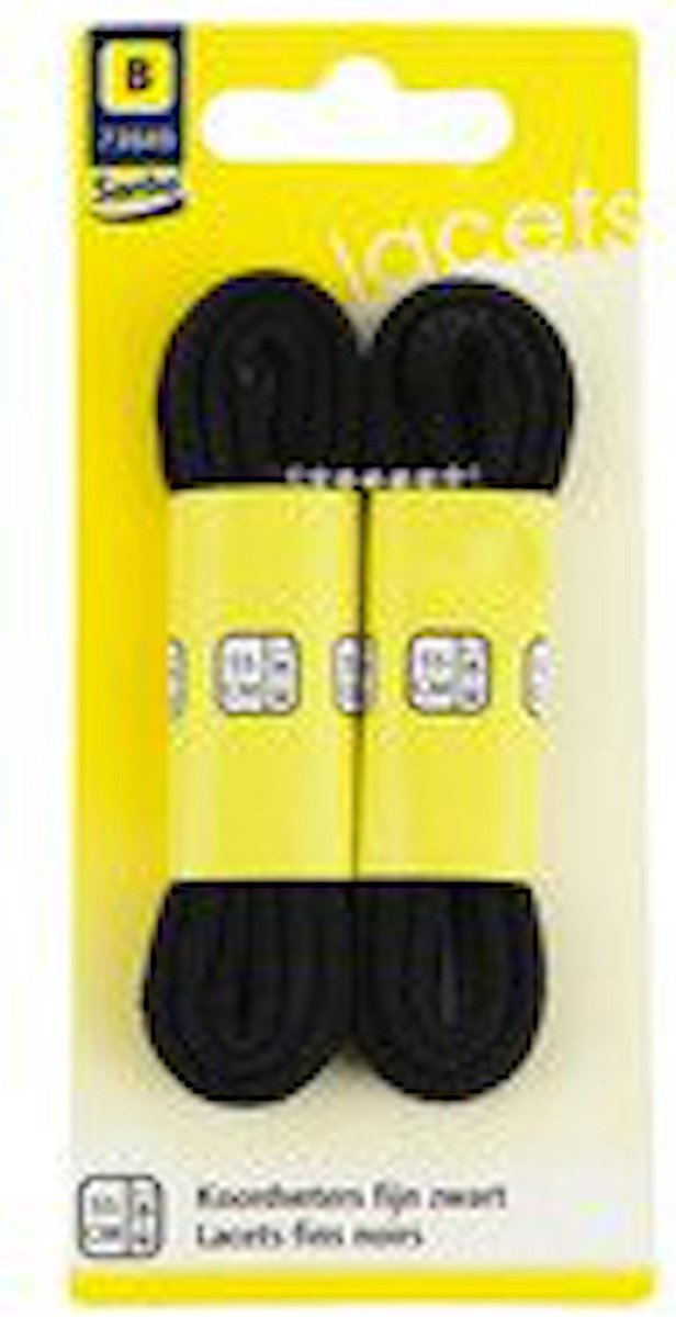 Sorbo 73649 - 2 paar ronde veters zwart 3mm - zwarte koordveter rond - 55 cm