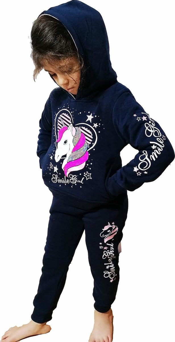 MEISJES unicorn pakje | voor thuis en buiten | MARINE | maat 10-11 JAAR K77