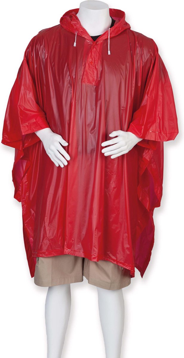 Regencape Poncho voor volwassenen  Kleur Rood / in 8 verschillende kleuren
