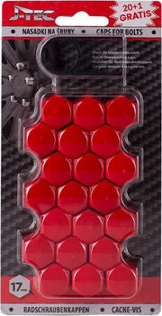 J-tec Wielmoerkapjes 17 Mm Synthetisch Rood 20+1 Stuks