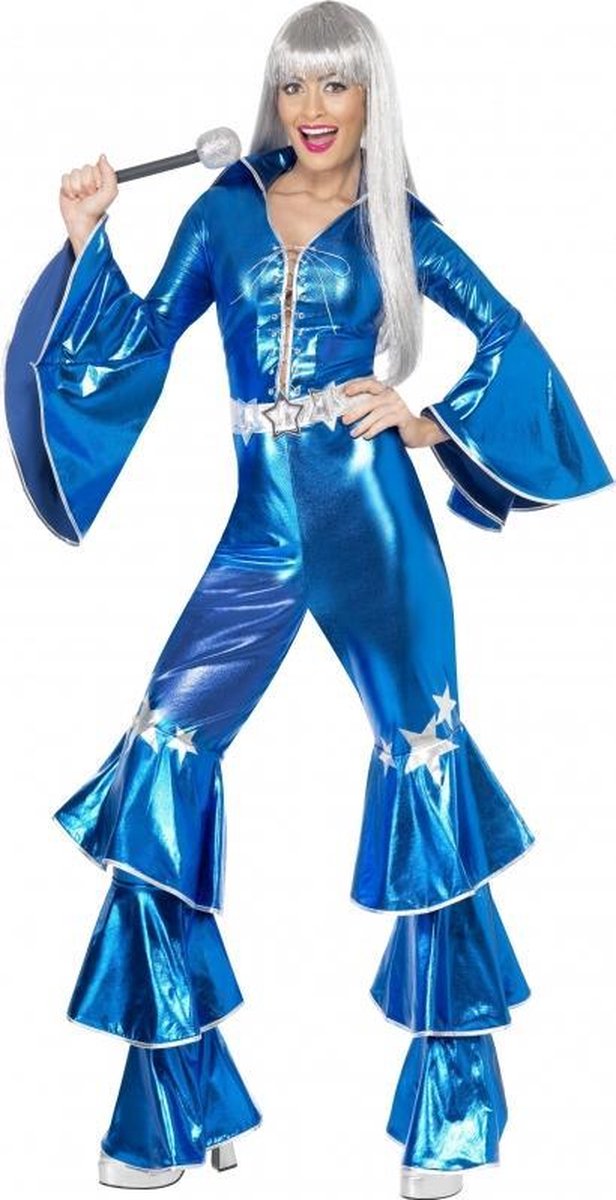Blauw dancing queen kostuum 70s 40-42 (m)