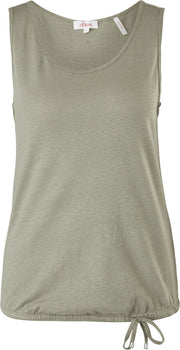s.Oliver Top Dames Mouwloos - Gestreept - Brede Schouderbandjes - Lage Uitsparing - Groen - Maat 3XL (46)