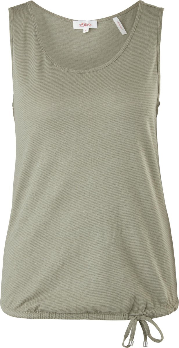 s.Oliver Top Dames Mouwloos - Gestreept - Brede Schouderbandjes - Lage Uitsparing - Groen - Maat 3XL (46)