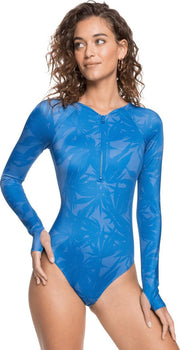 Roxy - UV Badpak voor dames - Longsleeve - Pop Surf - Blauw bloemmotief - maat XL