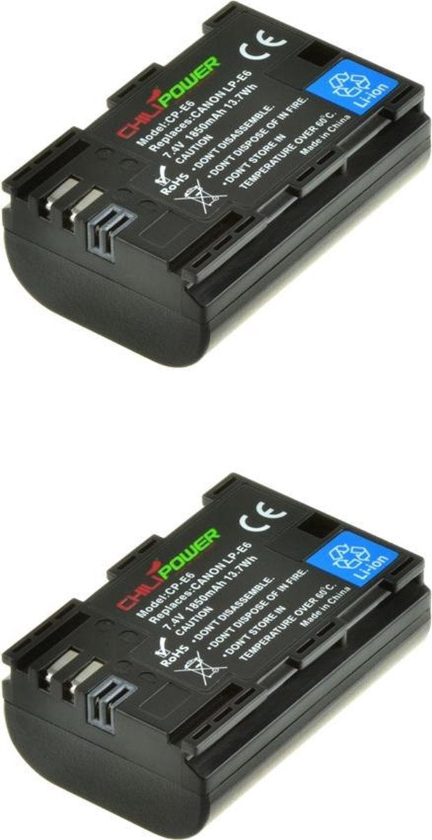 ChiliPower Canon LP-E6 camera batterij - 2 stuks verpakking