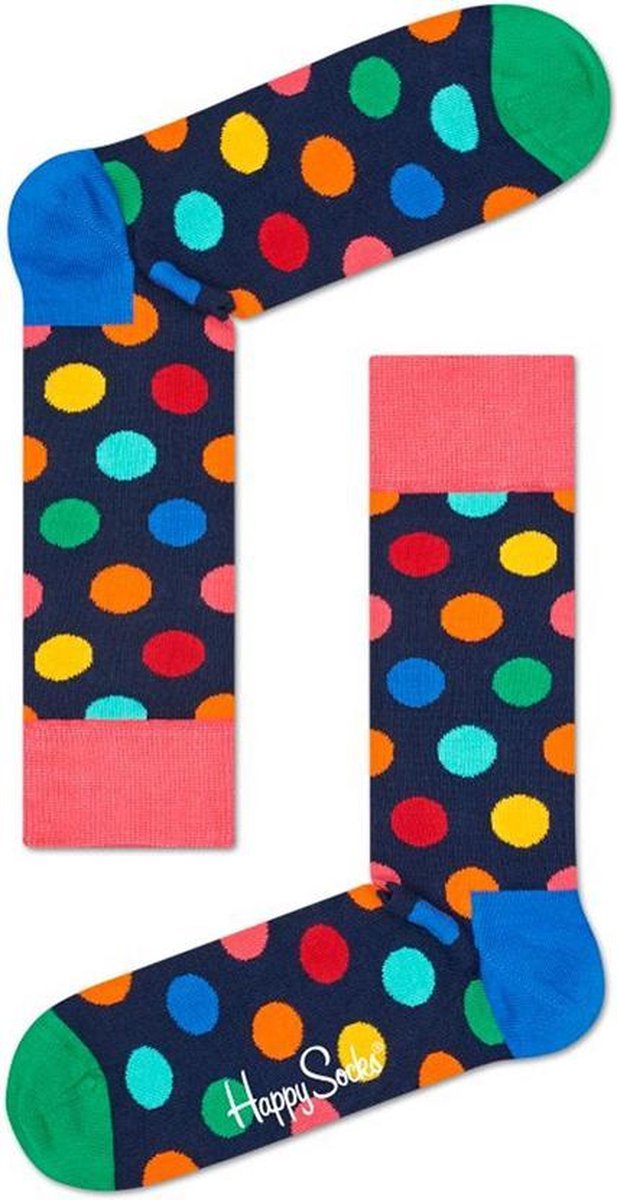 Happy Socks Heren Sokken Big Dot BDO01-6001 - sokken - maat 41-46 - Donkerblauw met stippen gekleurd | Ook geschikt als 'dressed sokken' maar ook als sportsokken en lounge sokken