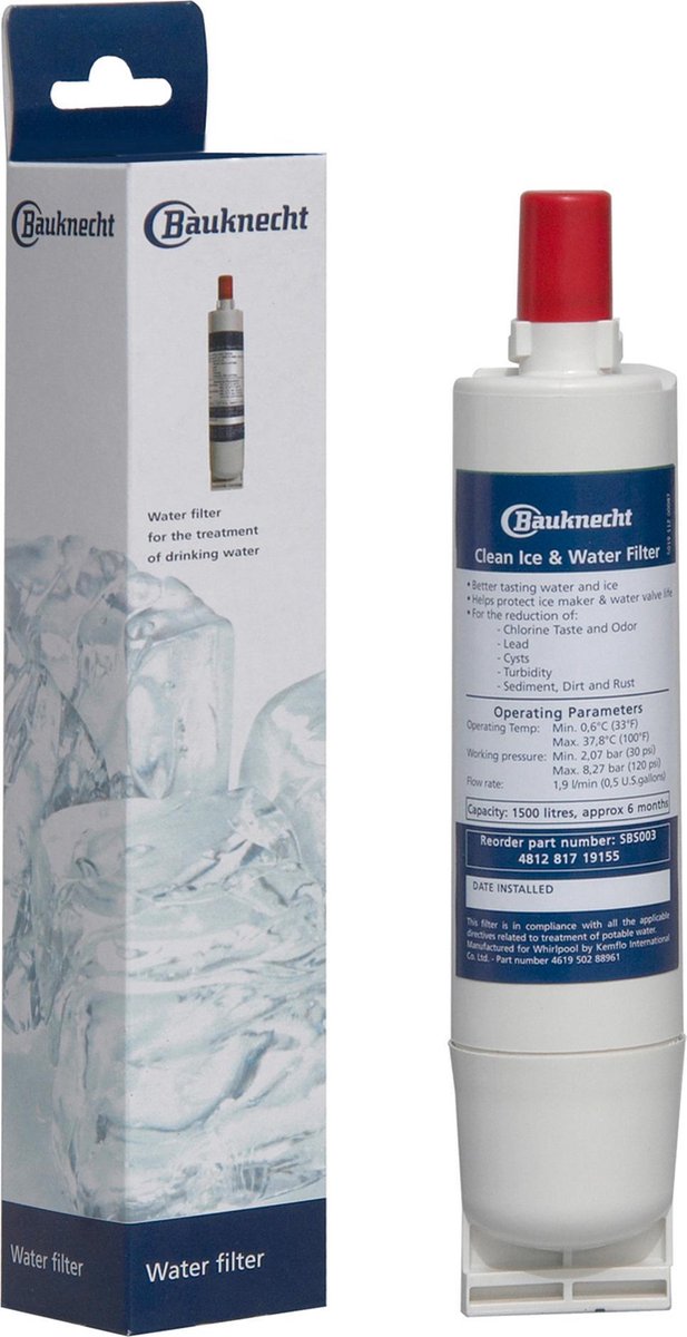 Wpro SBS003 Universeel waterfilter vervangingspatroon - Amerikaanse koelkasten van Bauknecht (Ø20/27 mm)