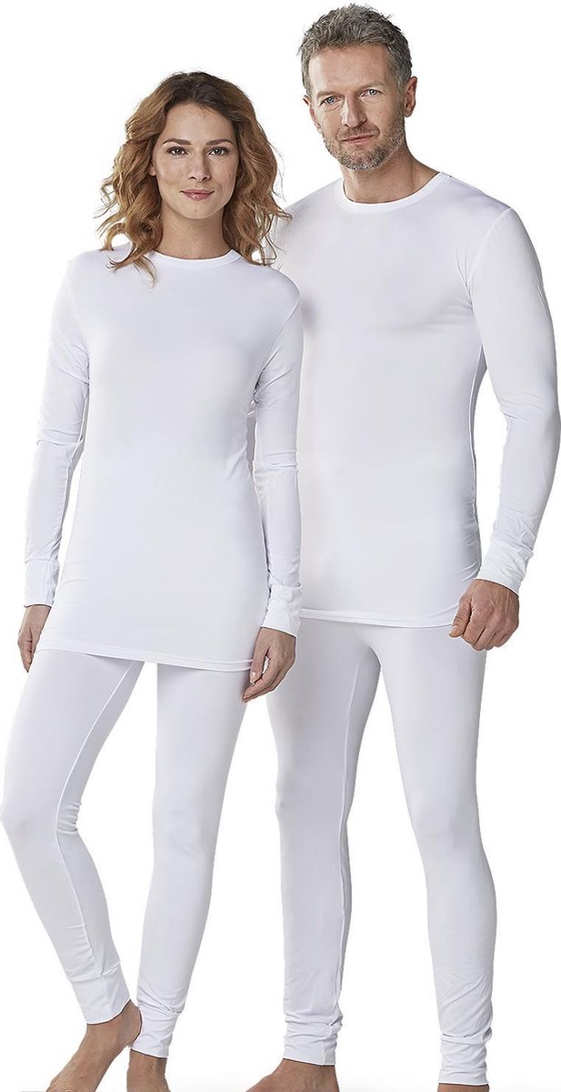 Thermo shirt wit unisex - maat M - lange mouwen - extra zacht en warm - thermoshirt