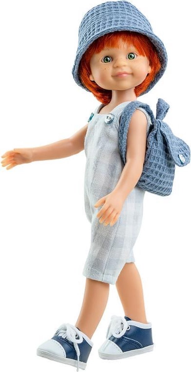 Paola Reina Pop Amigas Cris blauw/tuinbroek (32cm)