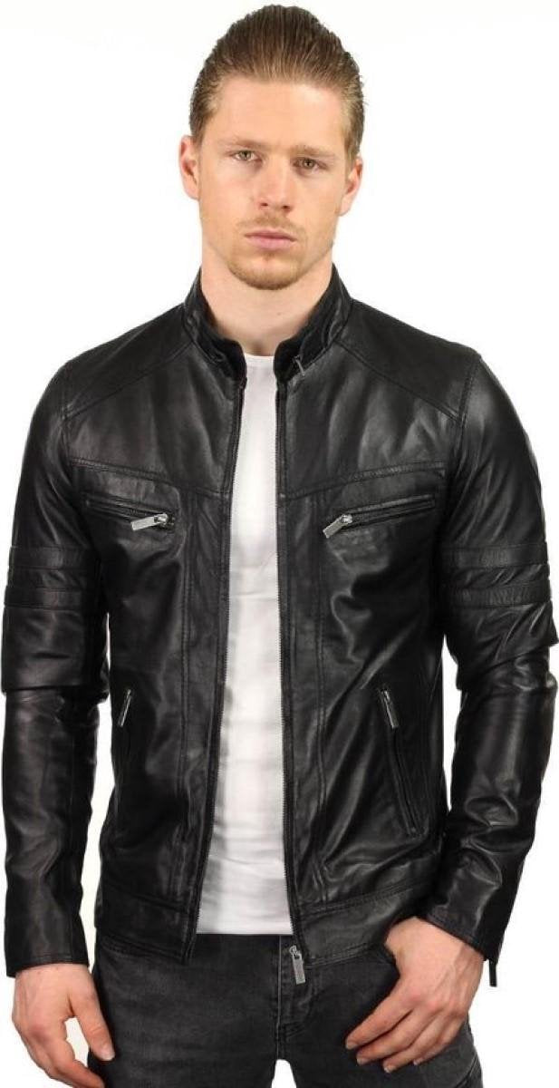 Versano Dallas Leren Heren Bikerjack Heren Jack 4XL - Zwart
