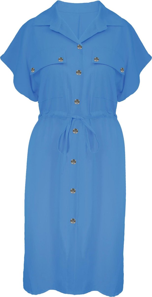 Blouse Dress Korte Mouw Blauw