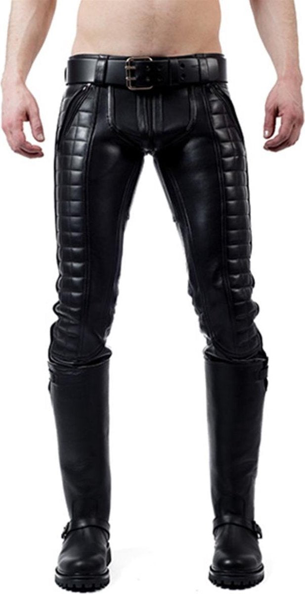 Mister b leather indicator jeans black stitching-piping 32