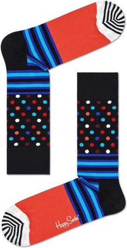 Happy Socks Stripes and Dots Socks Zwart/Orange