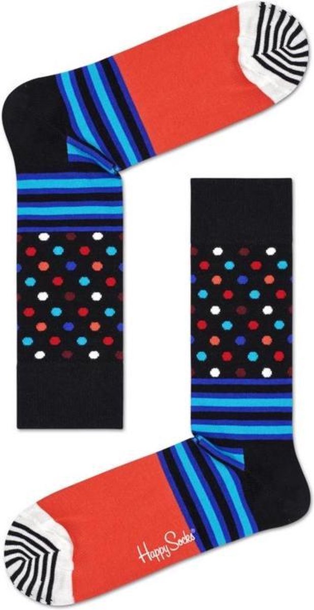 Happy Socks Stripes and Dots Socks Zwart/Orange