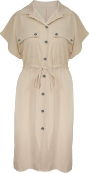Blouse Dress Korte Mouw Beige