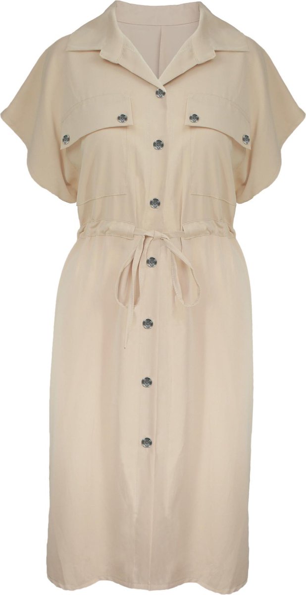 Blouse Dress Korte Mouw Beige