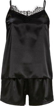 Ringella Shortama met spaghetti bandjes -  0512390 -  Zwart  - Satijn - 44