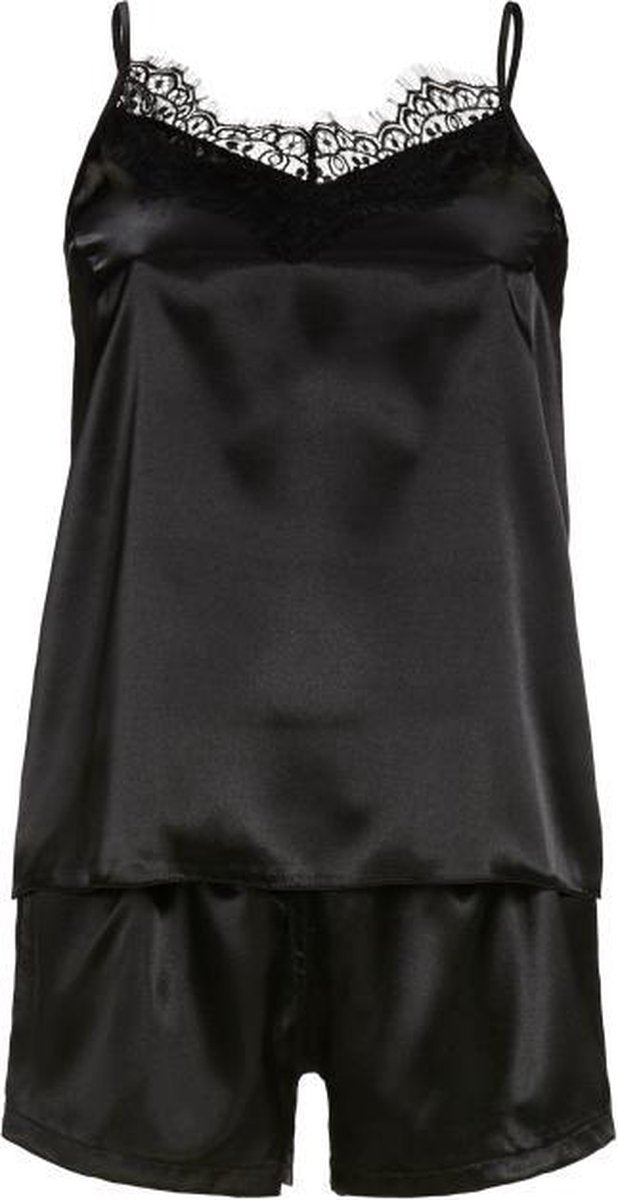 Ringella Shortama met spaghetti bandjes -  0512390 -  Zwart  - Satijn - 44
