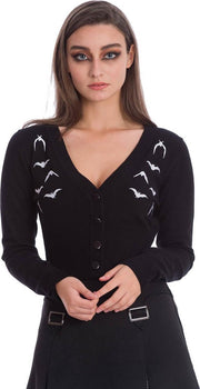 Banned Bat Lady 50's Cardigan Zwart