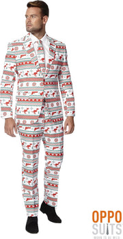 OppoSuits Gangstaclaus - Mannen Kostuum - Wit - Kerst - Maat 54