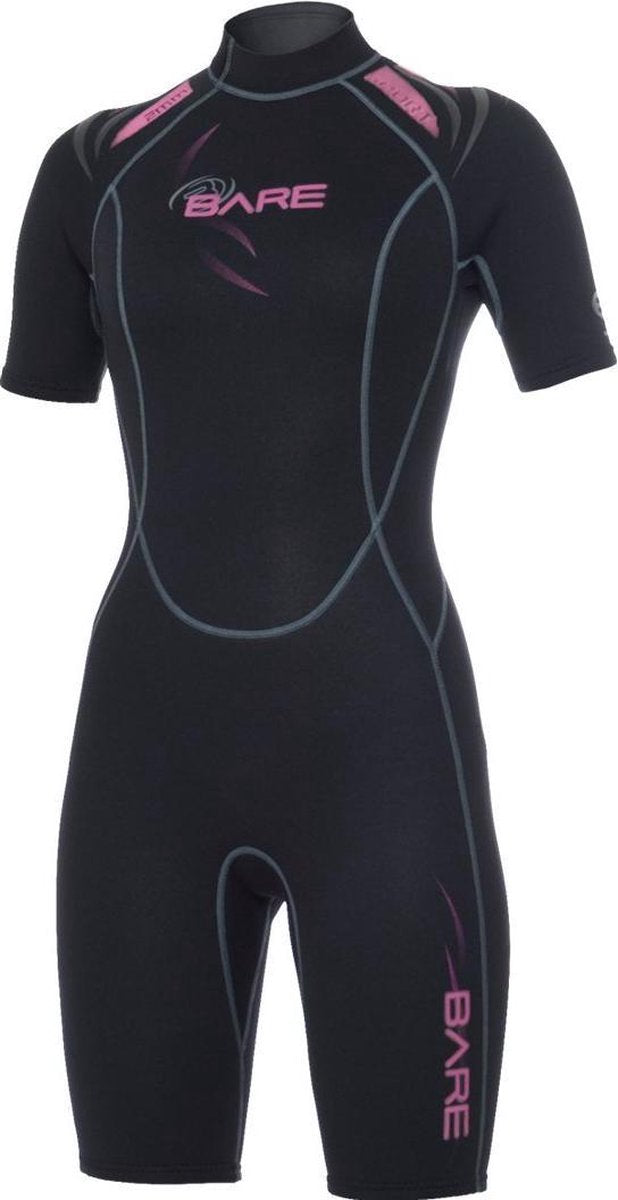 Bare 2mm Shorty - Wetsuit - Dames - 12 - Zwart/Roze