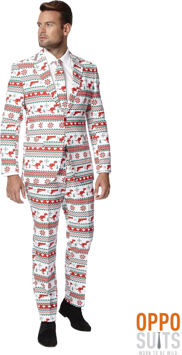 OppoSuits Gangstaclaus - Mannen Kostuum - Wit - Kerst - Maat 50